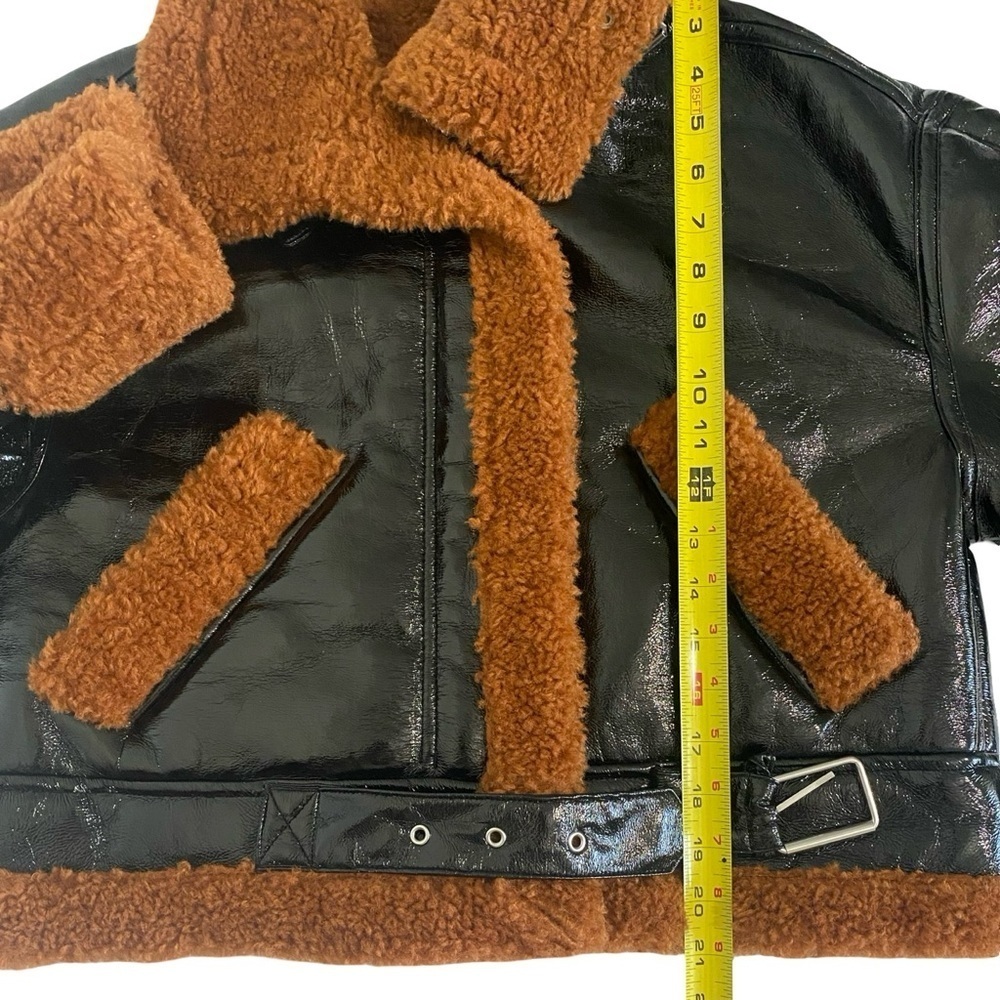 Anthropologie New Blank NYC Moto Jacket Size Small Faux Leather Faux Fur - Picture 8 of 11